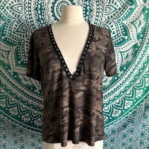 Camouflage V-Neck Women's Top